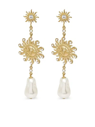 Guess Usa Sun-pearl Earrings In Gold