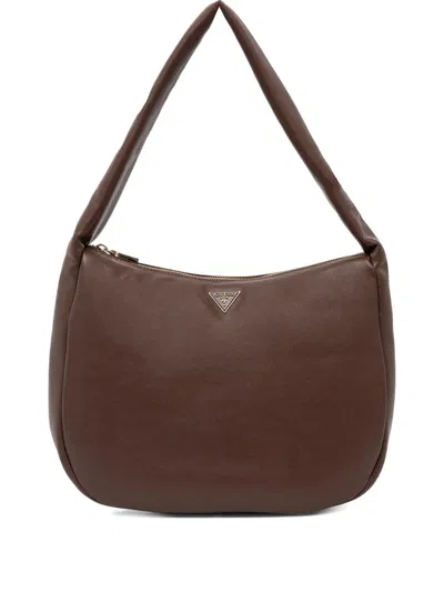 Guess Usa Sunetra Zip Logo-plaque Tote Bag In Brown