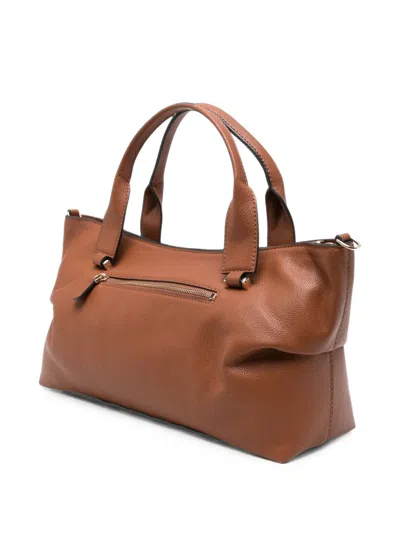 Guess Usa Susy Logo-plaque Pebbled Leather Tote Bag In White