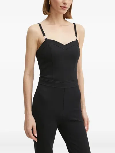 Guess Usa Sweetheart-neckline Flared Jumpsuit In Black