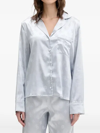 Guess Usa Sylvie Logo-print Pocket Pajamas In Blue