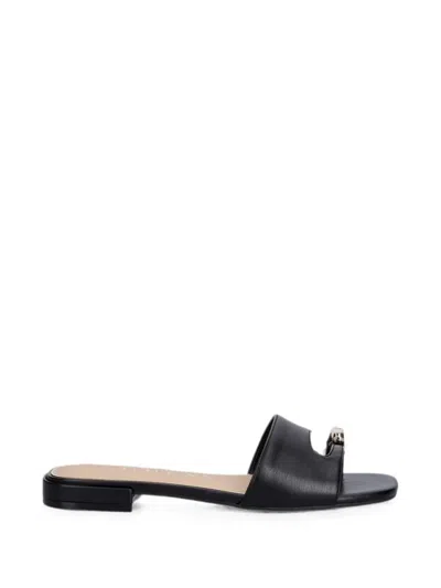 Guess Usa Tablita Logo-plaque Sandals In Black