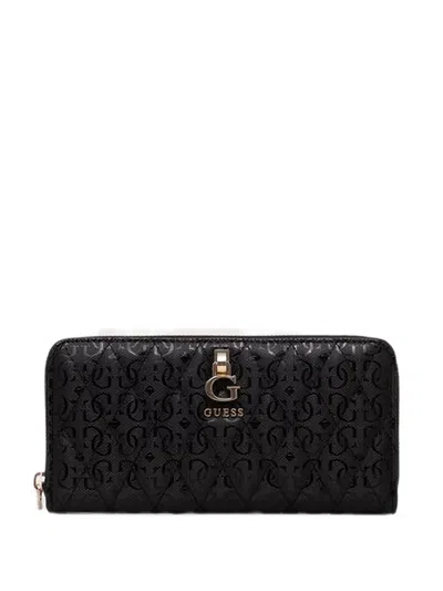 Guess Usa Tamara Quilted Logo-embossed Wallet In Black