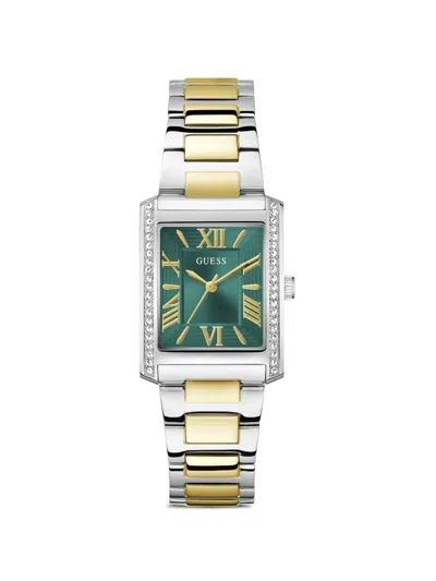 Guess Usa Tank Case 20mm Watch In Silver