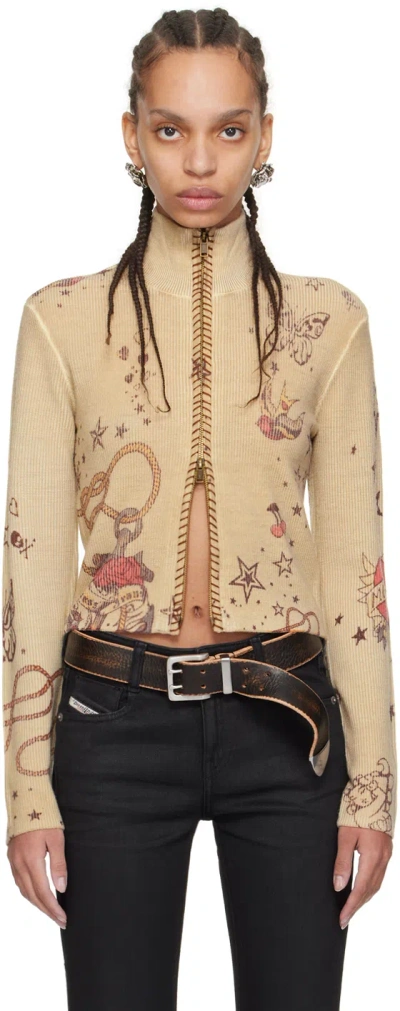Guess Usa Taupe Printed Sweater In F05g Grayson Tan