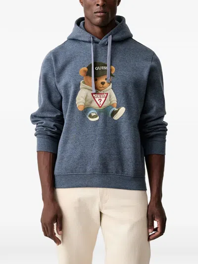 Guess Usa Teddy Hooded Sweatshirt In Blue
