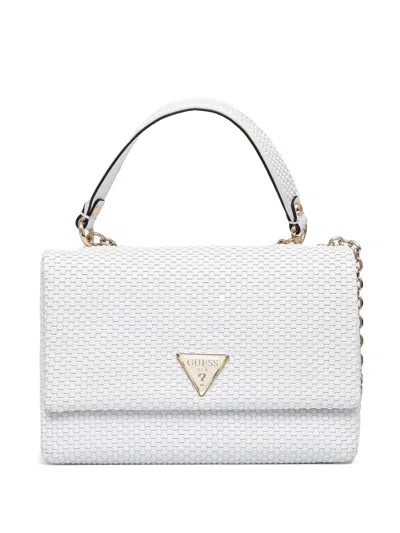 Guess Usa Textured Chain-strap Shoulder Bag In White
