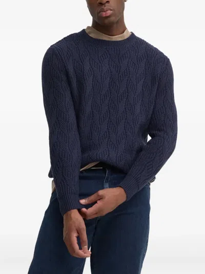 Guess Usa Textured Knit Sweater In Blue