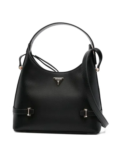 Guess Usa Textured-leather Shoulder Bag In Black