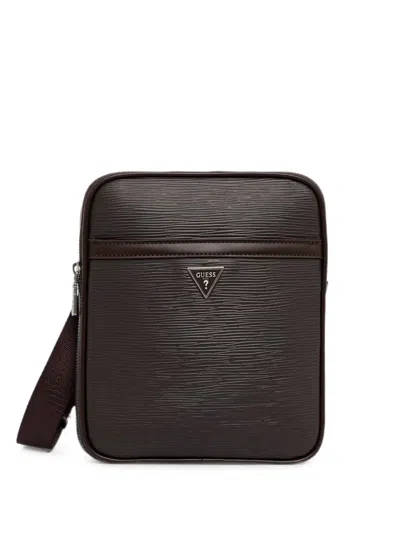 Guess Usa Textured Logo-plaque Belt Bag In Purple