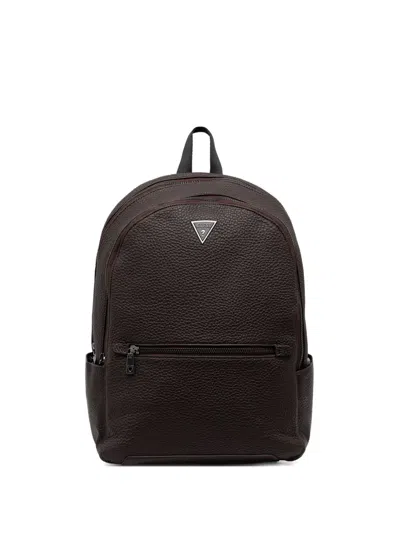 Guess Usa Textured Zip-fastening Backpack In Brown