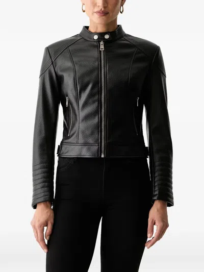Guess Usa Textured-finish Panelled Jacket In Black