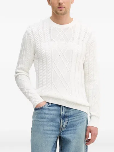 Guess Usa Textured-knit Sweater In White