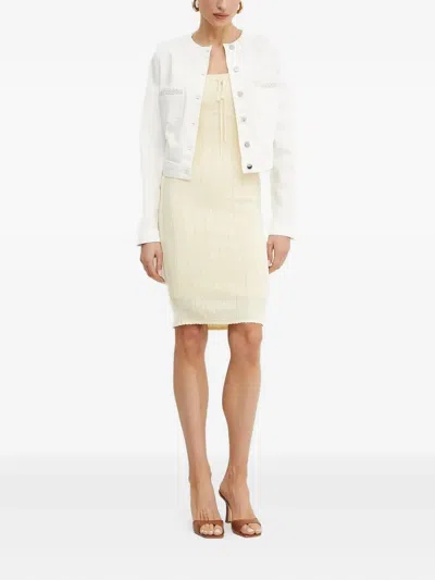 Guess Usa Tie-detail Rib-knit Mini Dress In Neutral