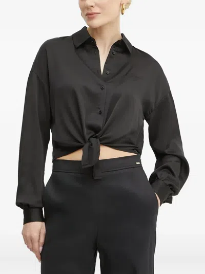 Guess Usa Tie-front Blouse In Black