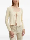 Guess Usa Tie-front Long-sleeve Cardigan In Neutral