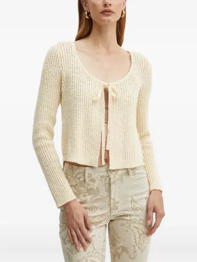 Guess Usa Tie-front Long-sleeve Cardigan In Neutral