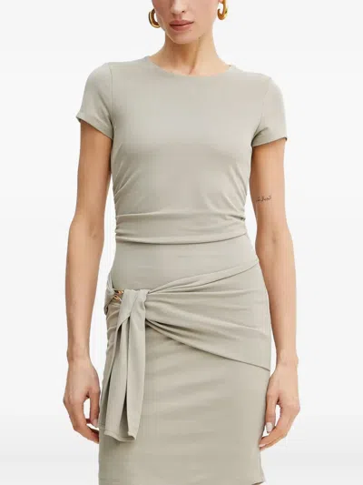 Guess Usa Tie-front Short-sleeve Dress In Gray