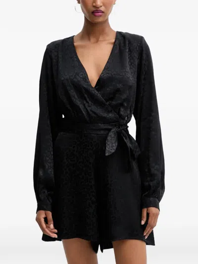 Guess Usa Tie-waist Long-sleeves Jumpsuit In Black