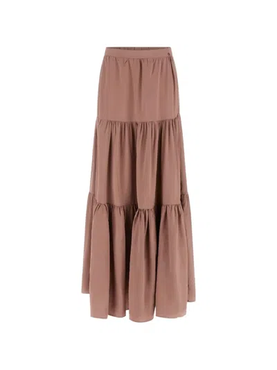 Guess Usa Tiered Gathered Maxi Skirt In Brown