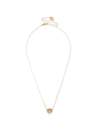 Guess Usa Till Morning Pavé Coin Necklace In Gold