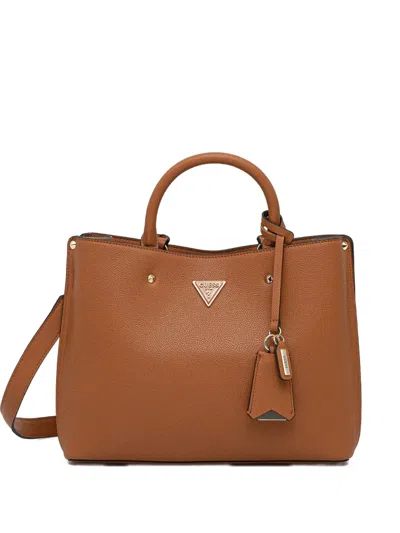 Guess Usa Top Handle Logo-detail Tote Bag In Brown