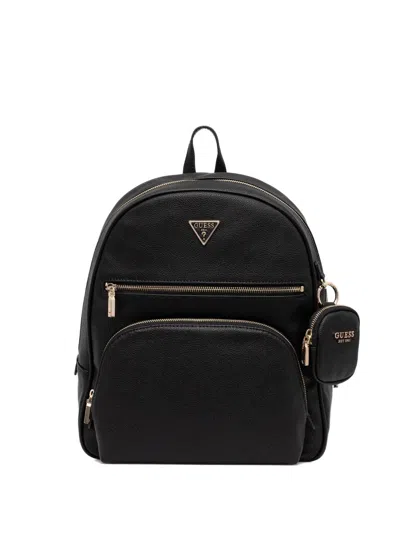 Guess Usa Top-handle Poch-detail Backpack In Black