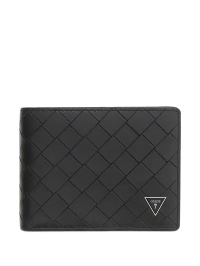 Guess Usa Torino Woven Bifold Wallet In Black