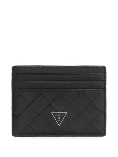 Guess Usa Torino Woven Card Holder In Black