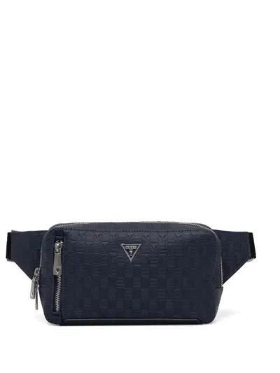 Guess Usa Torino Zip Logo Belt Bag In Blue