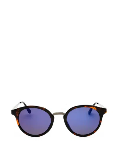 Guess Usa Tortoiseshell-effect Round-frame Sunglasses In Blue