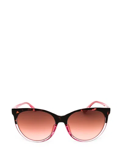 Guess Usa Tortoiseshell-effect Round-frame Sunglasses In Multi