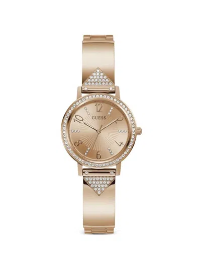 Guess Usa Tri Luxe 32mm Watch In Gold