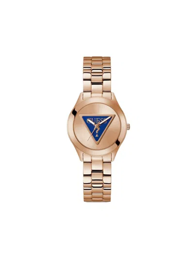 Guess Usa Tri Plaque Quartz 34mm In Pink