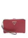 Guess Usa Triangle Logo Leather Wallet In Red