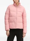 Guess Usa Triangle-logo Quilted Puffer Jacket In Pink