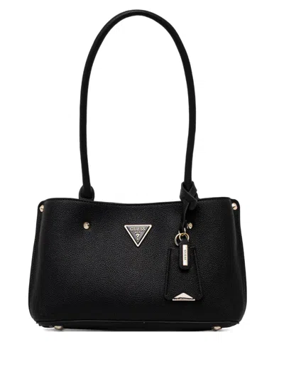 Guess Usa Triangle-logo Shoulder Bag In Black