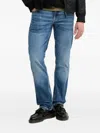 Guess Usa Triangle-logo Straight-leg Jeans In Blue