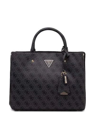 Guess Usa Triangle-logo Tote Bag In Black
