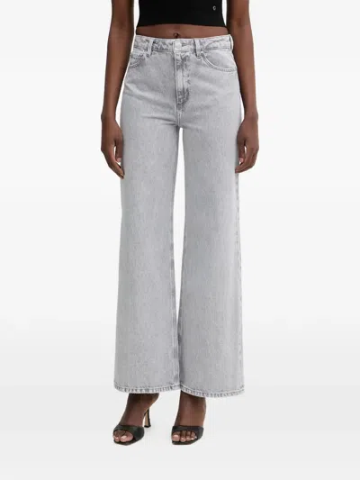 Guess Usa Triangle-leg Wide-leg Jeans In Gray