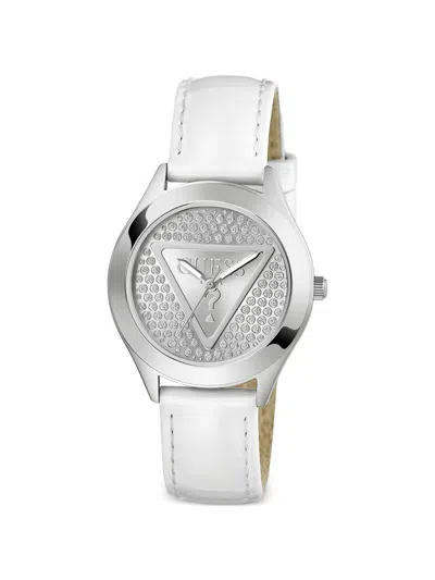 Guess Usa Triangle-logo 34mm Watch In White