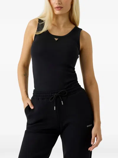 Guess Usa Triangle-logo Tank Top In Black
