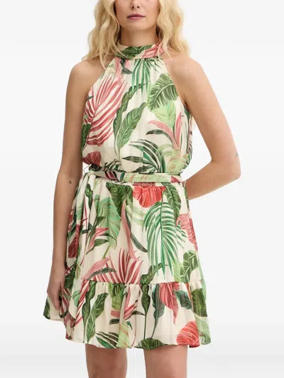 Guess Usa Tropical-print Halterneck Dress In Multi