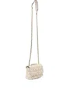 Guess Usa Tweed Chain-strap Cross Body Bag In Neutral