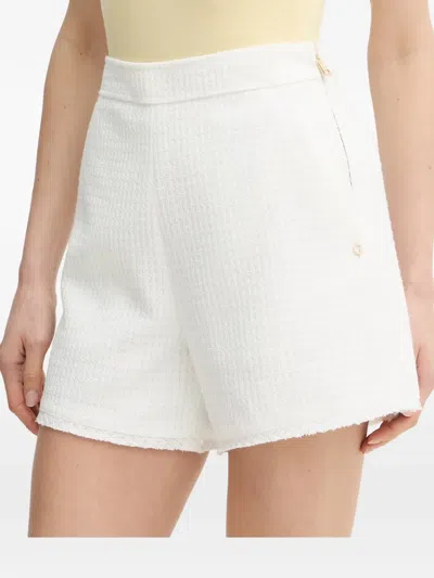 Guess Usa Tweed Frayed-hem Tailored Shorts In White