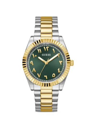 Guess Usa Two-tone 42mm Watch In Green