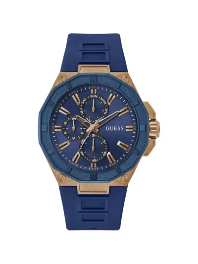 Guess Usa Two-tone Case 46mm Watch In Blue