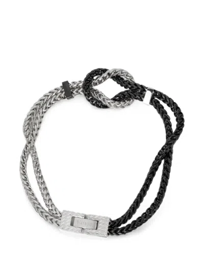 Guess Usa Two-tone Knotted-chain Bracelet In Gray