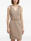Guess Usa V-neck Belted Mini Dress In Neutral