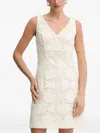 Guess Usa V-neck Eyelet-pattern Mini Dress In White